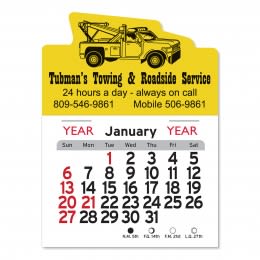 Economy Peel-N-Stick® Tow Truck Calendar - Yellow